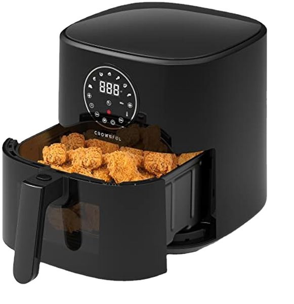 Fritadeira de ar de 5 quartos com janela de visualização, fogão sem óleo, tela de toque digital LCD, 7 predefinições de cozimento e 53 receitas