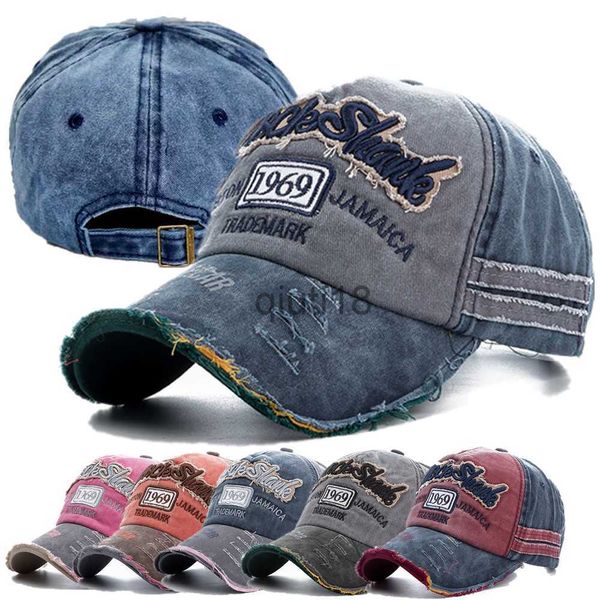 Bonés de bola unisex lavado denim boné de beisebol de alta qualidade snapback chapéus chapéu de verão para homens mulheres 1969 carta pai chapéu atacado gorras x0927