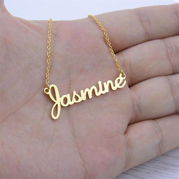 Personalisierte Namenskette Vintage Echte Handschrift Unterschrift Anhänger Halskette Damen Herren Halsband Schmuck Freundschaftsgeschenk für Sie225p