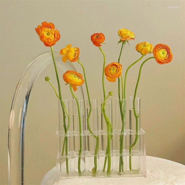 Vasen, eine Reihe von Reagenzgläsern, ins Wind, hochwertiges Glasnetz, rote Ornamente, Blumen, Hydrokultur, Kombinationsdekorationen