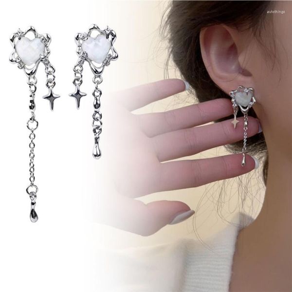 Orecchini pendenti in argento colore moda stella cuore zircone cristallo stud per donne coppie gioielli personalità regali per feste T8DE
