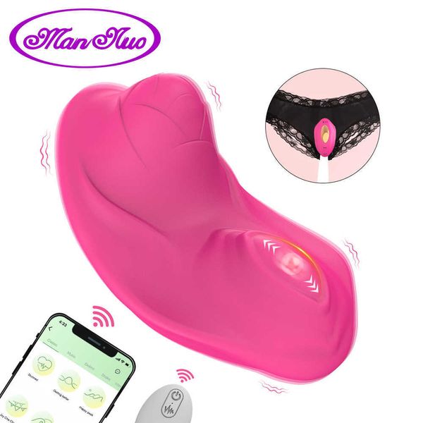 Vibratoren Tragbarer G-Punkt-Schmetterlingsvibrator, App-Fernbedienung, Klitoris-Höschen, doppelte Stimulation, vibrierende Eier, Sexspielzeug für Erwachsene für Frauen