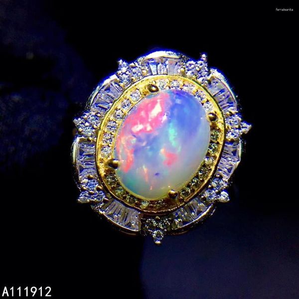 Cluster Ringe KJJEAXCMY Feiner Schmuck Natürlicher Opal 925 Sterling Silber Männer Frauen Ring Unterstützung Test Schön