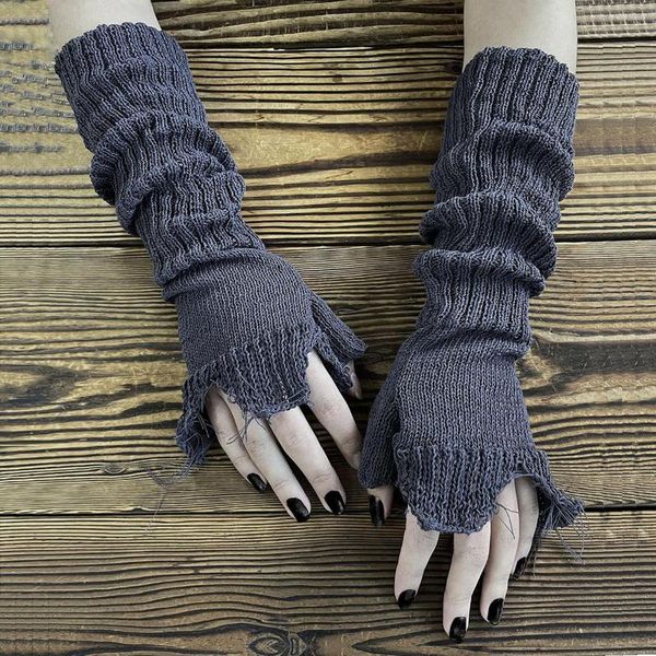 Береты 2023, осень Y2K, вязаные рукава со сломанными краями, однотонные мужские и женские универсальные декоративные перчатки со средними рукавами