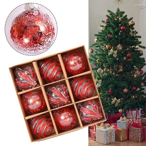 Decoração de festa 9 pçs/caixa 8cm bola de natal ornamentos árvore de natal pendurado pingente casa decorações de casamento do feriado presente de 2023 ano