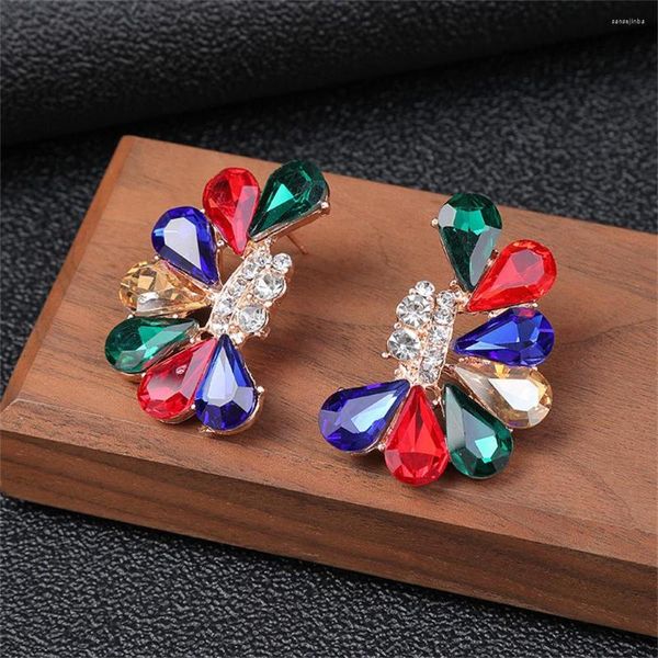 Brincos pendurados luxo multicolorido gota de cristal gem sorte brinco exagerado jóias feminino vintage nupcial presente dos namorados acessórios