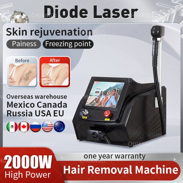 2024 Nuovo Epilatore Elettrico 808nm Diodo Laser Depilazione Macchina per il ringiovanimento della pelle 755nm 808nm 1064nm Macchina per la depilazione indolore facciale
