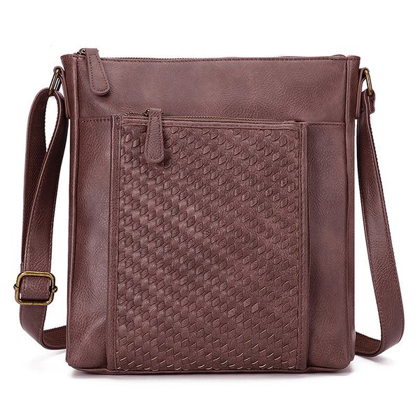 Sacos de designer moda vintage bolsa de ombro em couro casual bolsa com alça ajustável bolsos com zíper couro crossbody saco atacado