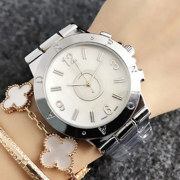 2023 neue mode marke Frauen Mädchen stahl metall band Quarz armbanduhr Großhandel Heißer Kostenloser Versand Geschenk gold uhr