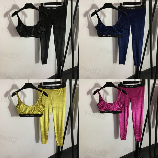 Abbigliamento sportivo da donna Set da yoga Palestra Fitness Reggiseno Crop Top senza maniche 4 colori Abbigliamento da yoga a vita alta