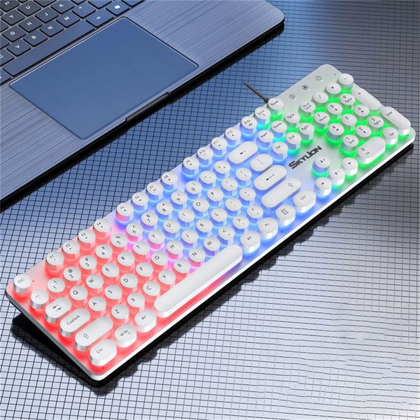 Teclados teclado ajustável respiração luz número de botões 104 com fio iluminado punk espelho mecânico artesanato 230927