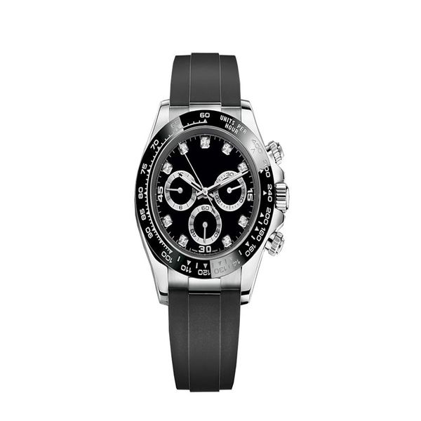 20 Color Watch Diamond Diamond preto 40mm Rubber tira relógio homens Todos os subdials funcionam função automática de relógio mecânica para homens desejar G270Q