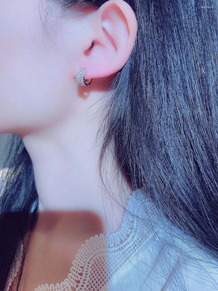 Sırtlar Küpe Lüks Takı Yuvarlak Minimalist Kulak Sapı Kadın Düğün Kolye Tassel Eardrop Süper Mikro Kakma Rhinestone