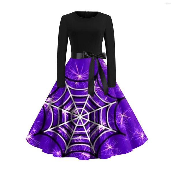 Abiti casual Halloween Abito da donna Hallowen O Collo Bowknot Pipistrello Orlo allentato Lady Princess Costume da donna Festival Abito da festa