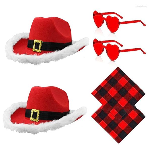 Berretti Occhiali da sole senza montatura a forma di cuore Cappello di Natale illuminato Plaid Fazzoletto Costumi per donna DXAA