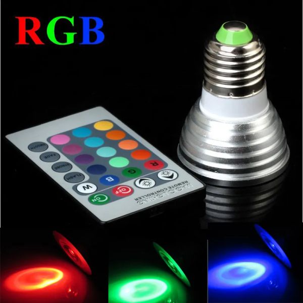 Rgb 5w e27 gu10 mr16 holofotes lâmpada led atmosfera colorida luzes com controle remoto ce rohs certificado aprovado ll