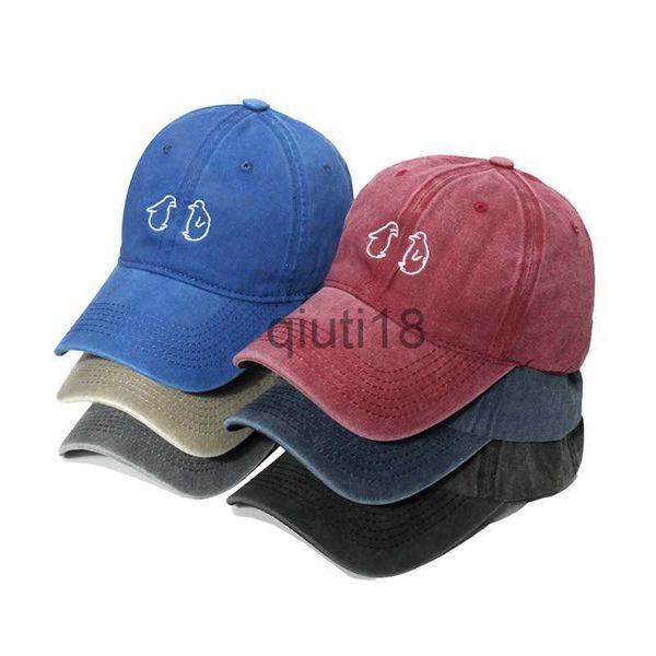 Bonés de bola 6 cores bordado pinguim lavagem boné de beisebol versátil macio top boné elegante chapéu de protetor solar para homens e mulheres x0927