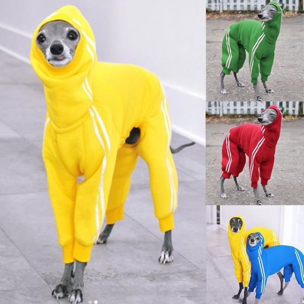 Vestuário para cães Inverno Quente Roupas de Lã Branco Listrado Suéter de Animal de Estimação Casaco de Lazer Gola Alta Quatro Pernas Roupas de Algodão Acolchoadas