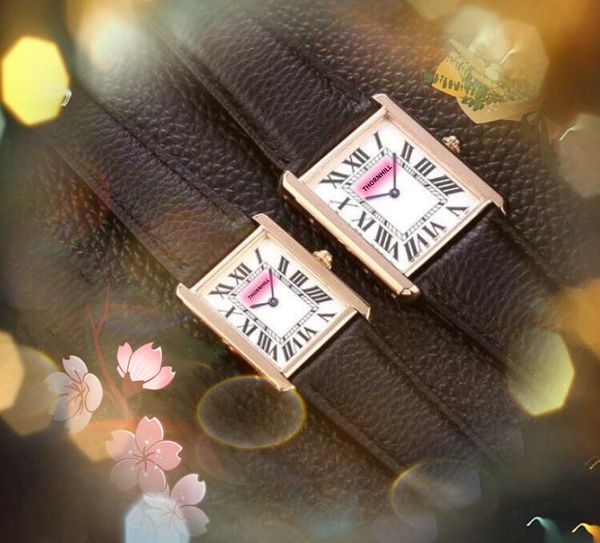 Relógio de pulso feminino com mostrador quadrado, tanque romano, ouro rosa, prata, marca de luxo, couro à prova d'água, movimento de quartzo, conjunto de dois pinos, Auger Bee Braclet, presente