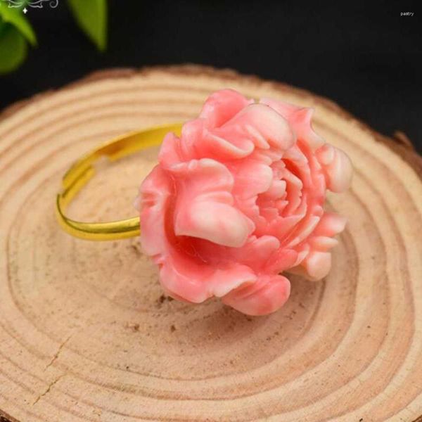 Orecchini pendenti Fiore di corallo rosa 18K Anello per donna Originale regolabile FOOL'S DAY Regalo Natale Ringraziamento CARNEVALE DI SAN VALENTINO