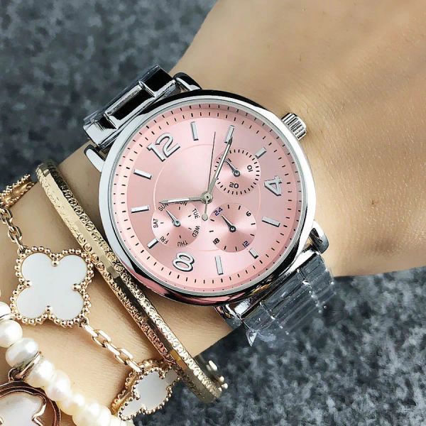 2023 mode Marke Neue Uhr Frauen Mädchen 3 Zifferblätter Stil Metall Stahl Band Quarz Armbanduhren Heißer Verkauf kostenloser versand designer