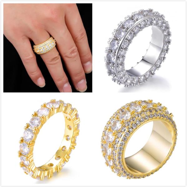 personalisierte Gold Damen Herren Volldiamant Iced Out Mann Hochzeit Verlobungsringe Pinky Ring Hip Hop Rapper Schmuck für Männer Frauen fo232e