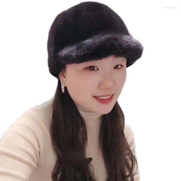 Berets 2023 Outdoor Winter Fashion Quente Homens e Mulheres Mink Chapéu Atacado