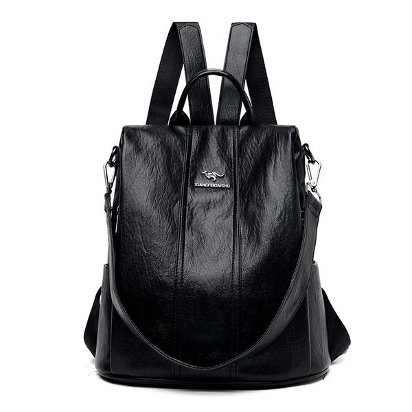 Yeni hırsızlık kadın sırt çantası moda gündelik yumuşak deri kadın tek omuz tek omuz eğik çanta büyük kapasiteli sırt çantası