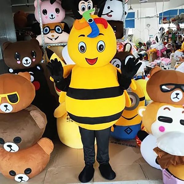 Venda de fábrica trajes de mascote de abelha quente tamanho adulto fantasia de desenho animado de alta qualidade festa de Halloween