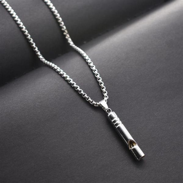 Ожерелья с подвесками, ожерелье со свистком, хип-хоп, индивидуальная модная мужская простая крутая флейта, креативная металлическая цепочка219f