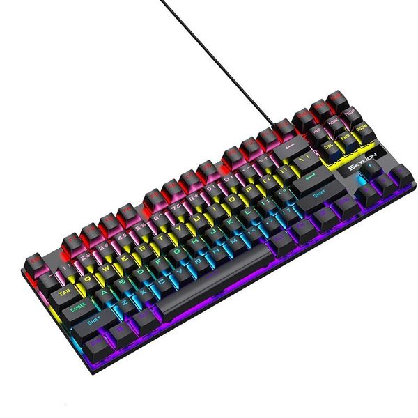 Teclados SKYLION K87 Teclado mecânico com fio 20 tipos de iluminação colorida para jogos e escritório para Microsoft Windows Apple IOS System 230927