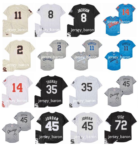 Bo Jackson Throwback Baseball Trikot White Sox Michael Jor Dan Frank Thomas Nellie Fox Luis Aparicio Bill Melton Ventura Frühes Wynn Size S-4xl