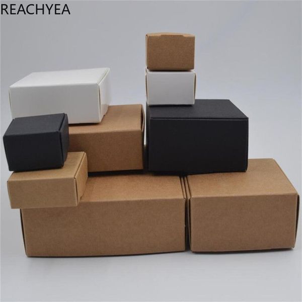 DIY Kraft Geschenkbox Weiß Braun Schwarz Papier Kleine Seifenkiste Kraft Karton Mini Schmuck Verpackung Karton 12Sizes313G