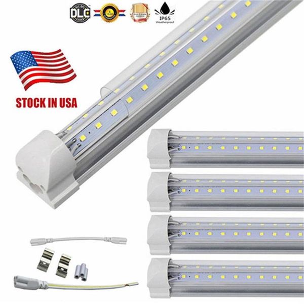 Tubo de luz LEDs 8FT 72W 150W Fluorescente Equivalente Dupla Face em Forma de V Lâmpada Integrada Funciona sem Plugue de Lastro T8 a256u