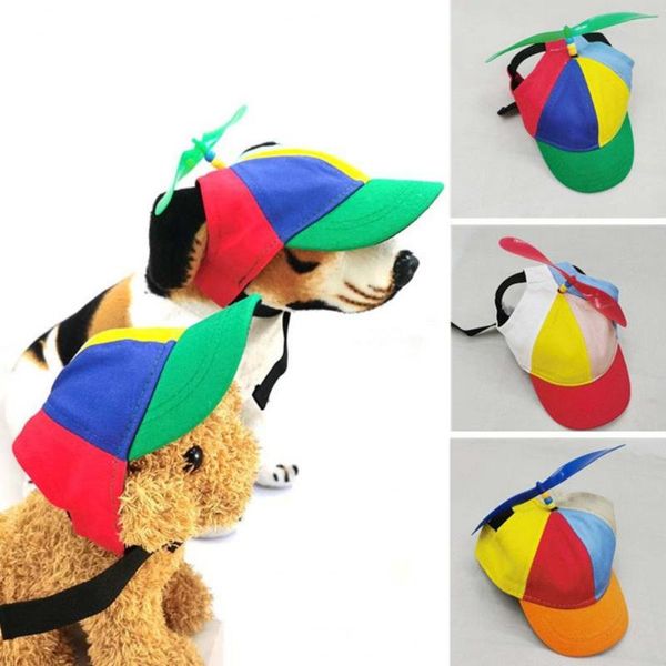 Chapéu de animal de estimação de vestuário de cachorro com design de hélice adoráveis chapéus coloridos para diversão de verão à prova de sol ao ar livre beisebol peludo