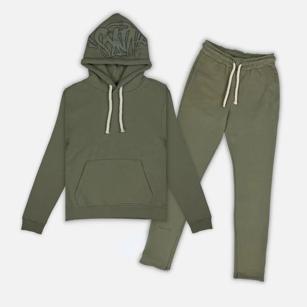 Conjunto de rastreamento bordado Y2K masculino - Hoodie e calça de moletom Synaworld Streetwear, Sportswear Baggy Sports 840