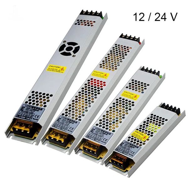 Ultradünnes LED-Netzteil DC 12V 24V Beleuchtungstransformatoren 60W 100W 150W 200W 300W 400W 500W AC180-260V Treiber für Streifenwerbung LL