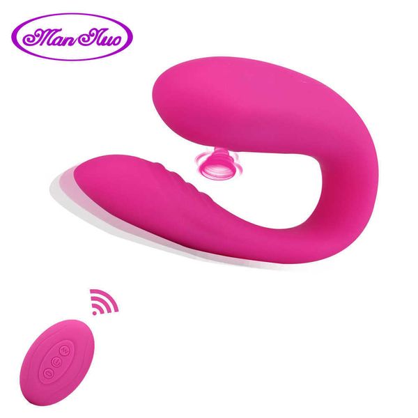 Vibratori Succhiare Dildo Vibratore Giocattoli del sesso per le donne Stimolatore del clitoride del punto g con telecomando Indossabile Mutandine a forma di u Sexo