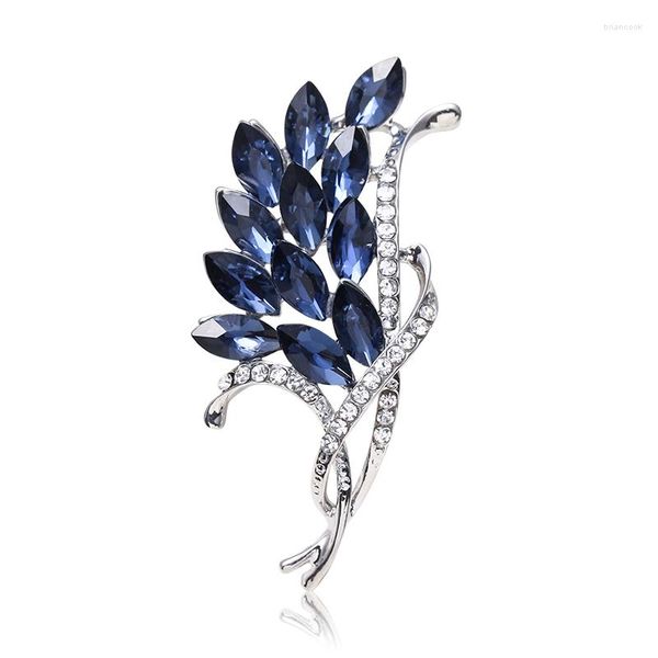 Spille Romantico fiore di strass di cristallo blu per donne e uomini Spilla regalo per gioielli da sposa