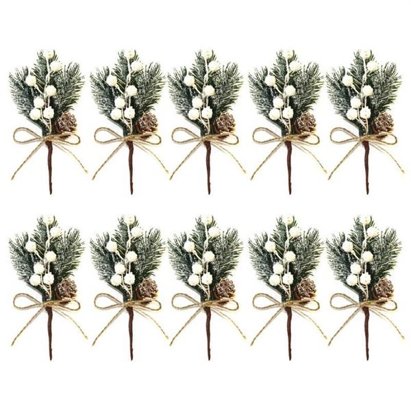 Decorações de Natal 10pcs Artificial Pine Branch Berry Holly Flower Bouquet Escolha Decoração de Natal Ornament282R