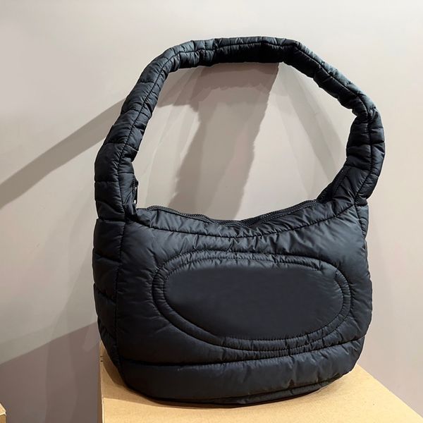 Bolsa de ombro de penas Bolsas casuais de grande capacidade Bolsa de compras de inverno para baixo de algodão nas axilas Hobos Bolsas com fecho de zíper costura bolsa de viagem