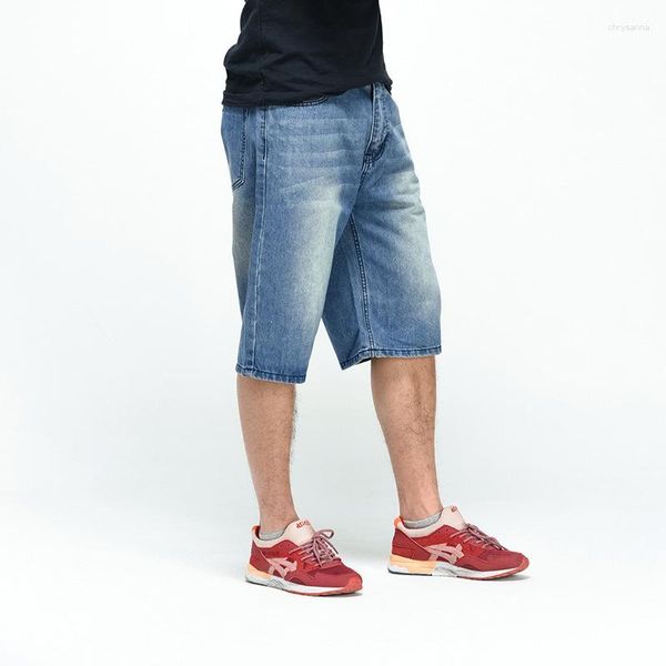 Männer Shorts Denim Männer Lose Fit Gewicht Sommer Lange Kurze Mann Baggy Plus Größe Männliche Kleidung Blaue Jeans Reithose