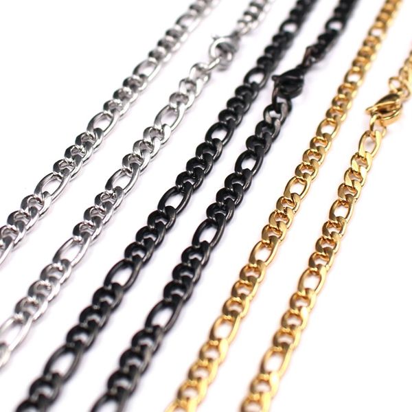 18-28 '' argento oro nero scegli 5 pezzi lotto in massa oro acciaio inossidabile NK catena di gioielli collana a maglia per donna uomo gi272n