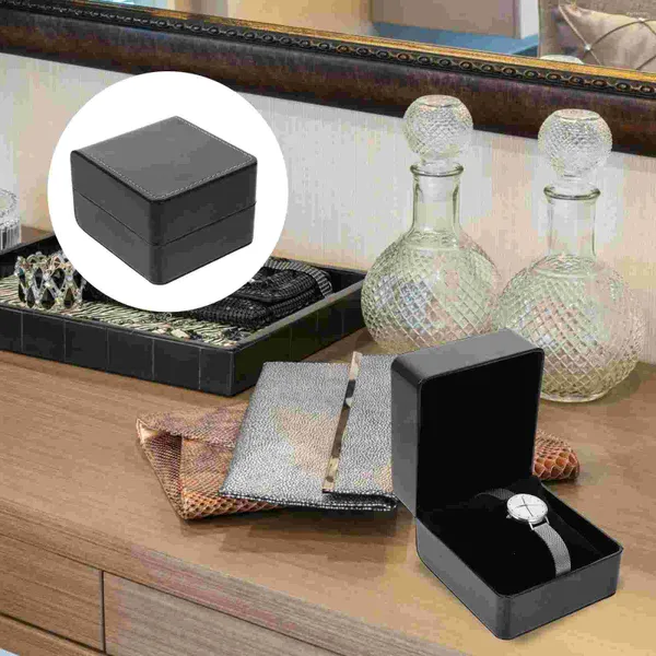 Caixas de relógio 2 pcs caixa de armazenamento multi-função caixa de jóias bandeja de anel conveniente acessório masculino organizador de madeira titular