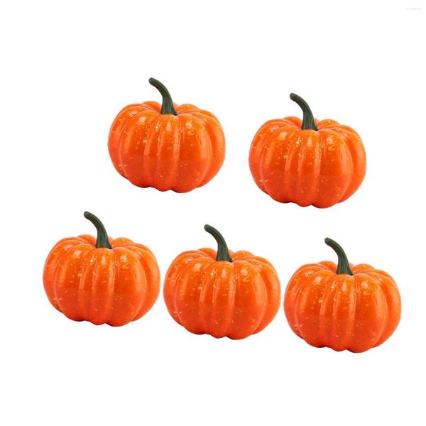 Decorazione per feste 5 pezzi di zucche finte modello Mini raccolto decorativo realistico artificiale per Halloween Cucina Baby Shower Camino Autunno