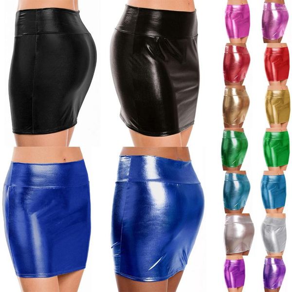 Röcke Schwarz Sexy Erotische Dessous Damen Gold Tight Wrap Hip Ultra Kurzes Kleid Glänzende metallische Spitze Einteilig