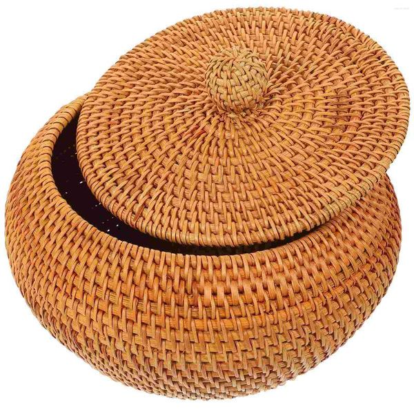 Set di stoviglie Cesto portaoggetti in rattan Frutta intrecciata Cucina Chic Vassoio per il pane Articoli vari creativi Portaoggetti per la casa Cesti in legno