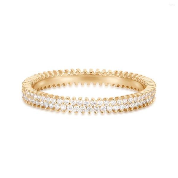 Anéis de cluster Fine Jewelry Classics Design 14k Sólido Ouro Pave Natural Diamante Eternidade Anel Senhoras Presente Festa de Noivado Casamento