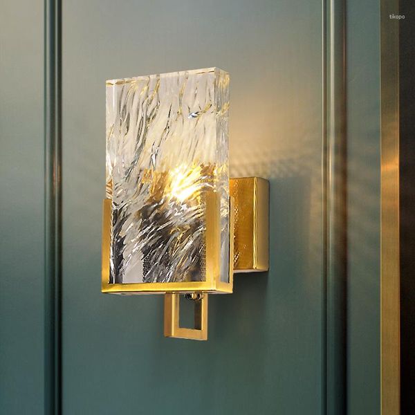 Duvar lambası Amerikan tarzı kristal sconce demir sanat başucu yatak odası çalışma oda lambaları zemin aydınlatma ev dekorasyon wandlamp