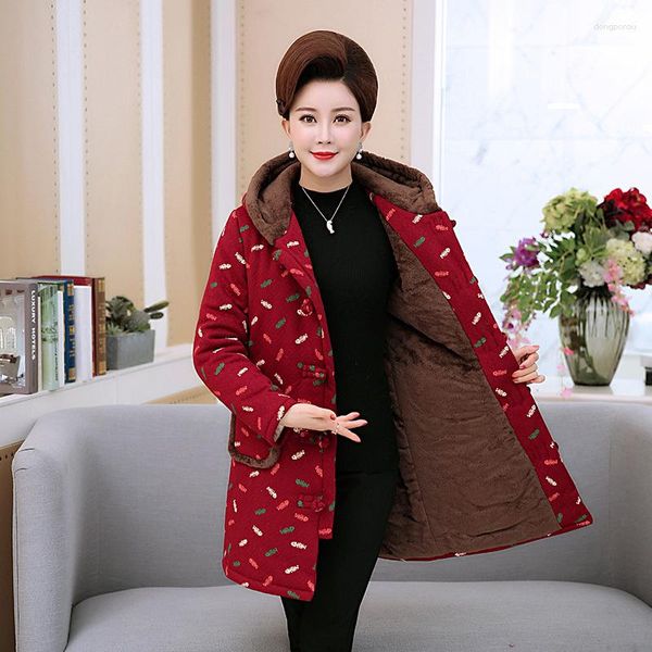 Damen Trenchcoats Jacken für ältere Frauen Chinesischer Winterparka 2023 Jacke Mittelalter Kleidung KK2618 L